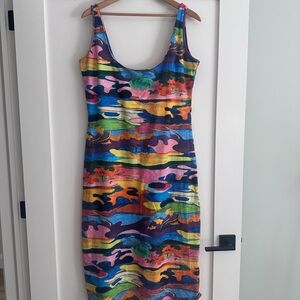 Samantha Pleet Multicolor Abstract Midi Dress
